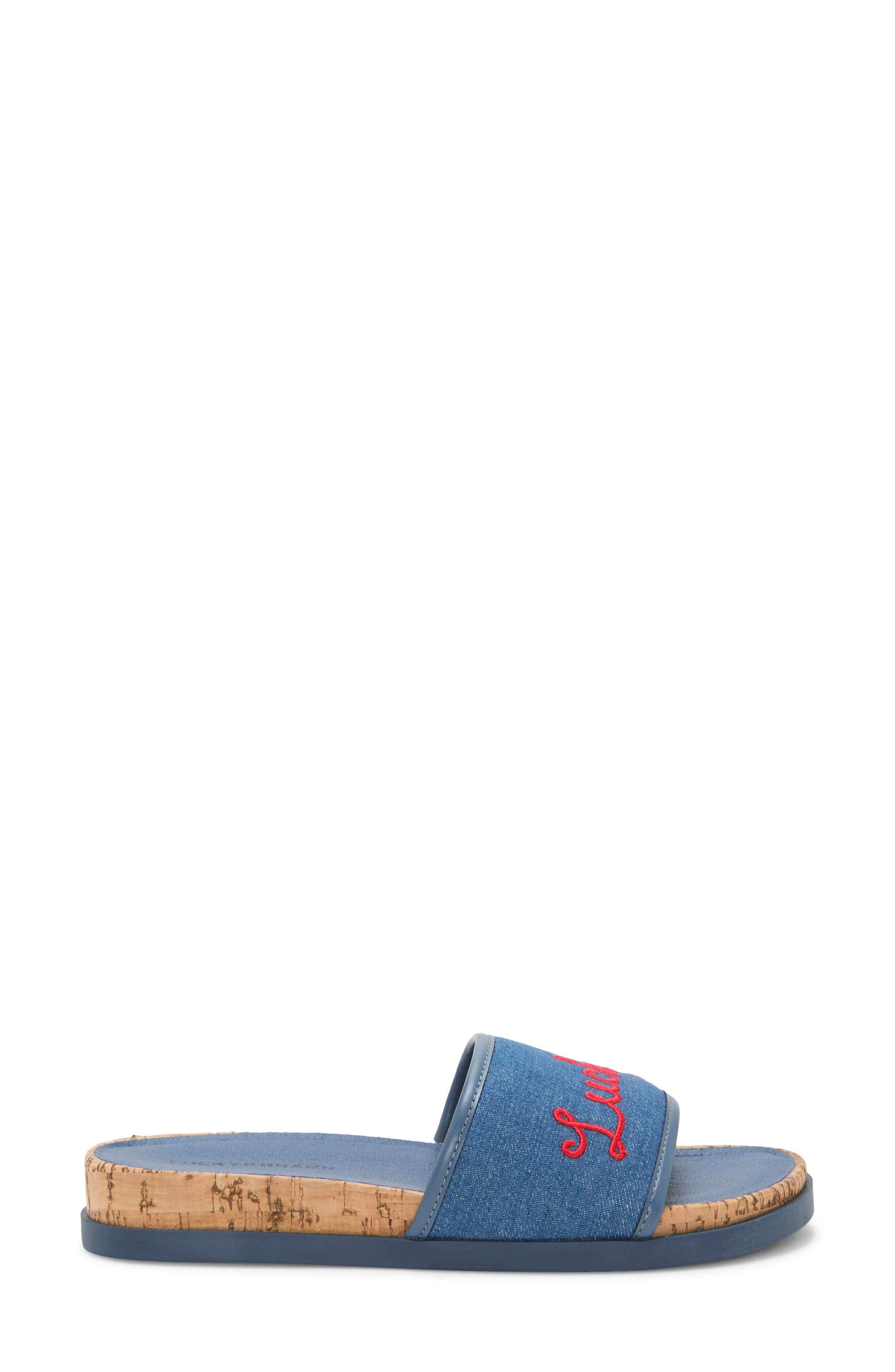 Lucky Brand Dylina Slide Sandal, Alternate, color, Light Wash