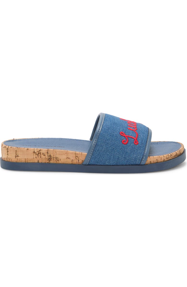 Lucky Brand Dylina Slide Sandal, Alternate, color, Light Wash