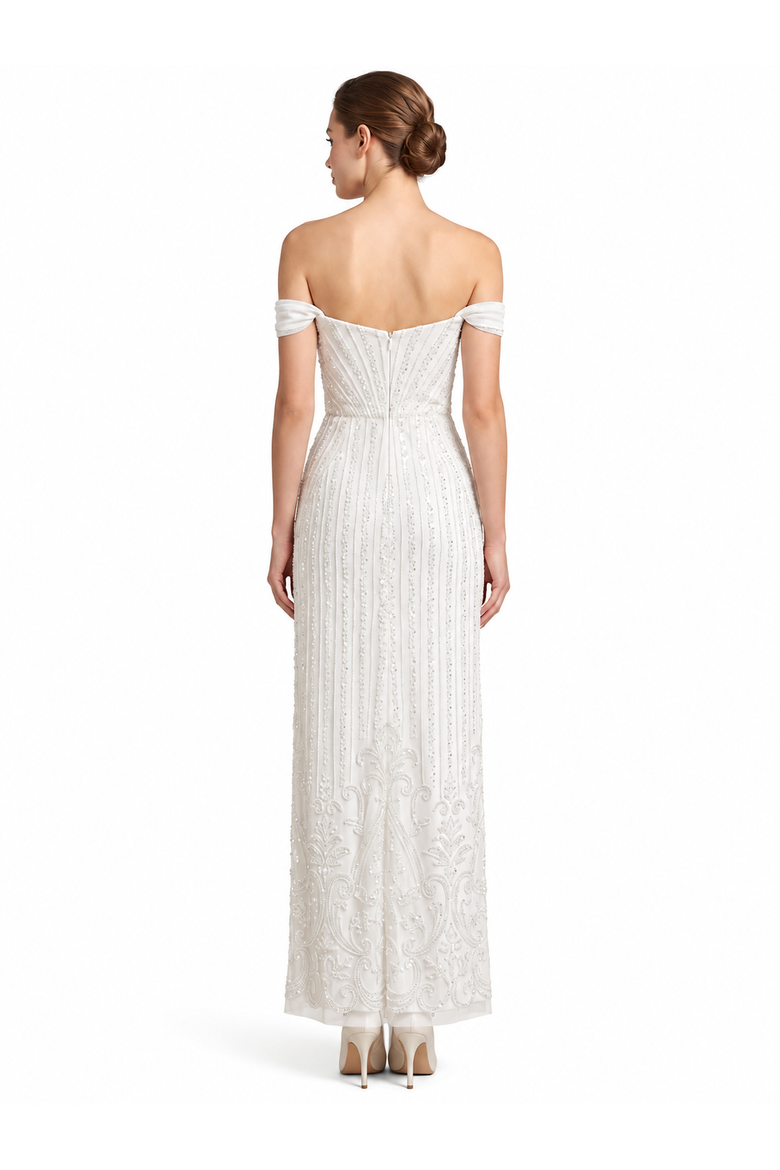 Off Shoulder Corset Bridal Gown, Alternate, color, Ivory