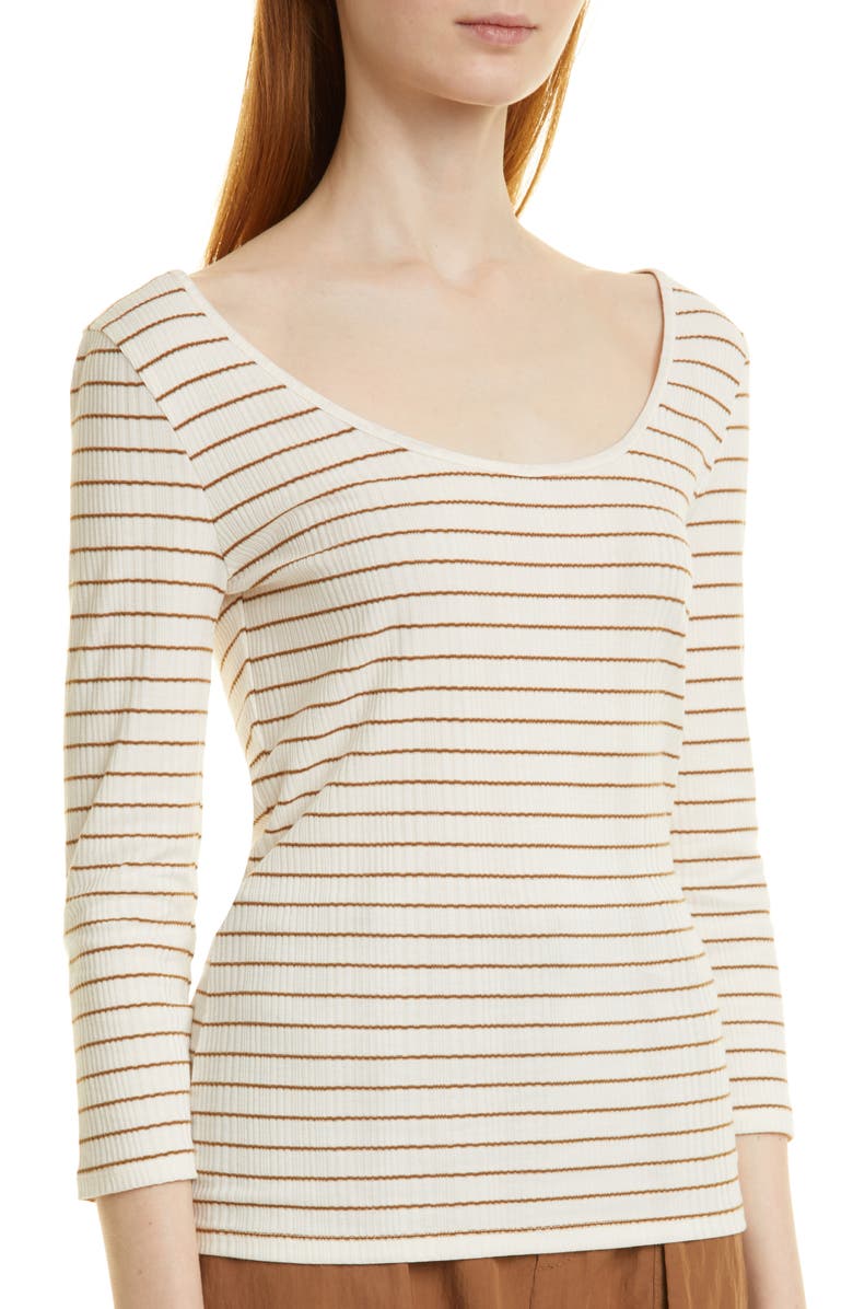 Vince Stripe Rib Scoop Neck Knit Top, Alternate, color, 