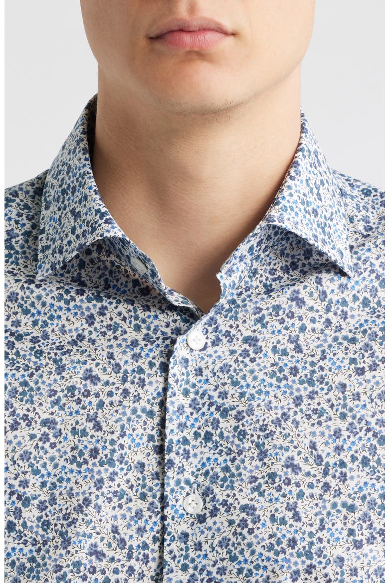 Laurendeau Floral Cotton Button-Up Shirt, Alternate, color, BLUE