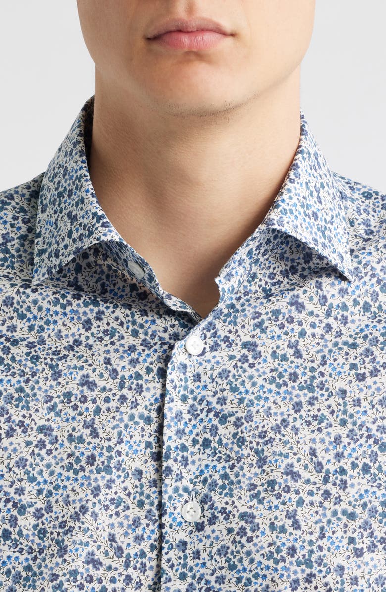 Jack Victor Laurendeau Floral Cotton Button-Up Shirt, Alternate, color, Blue