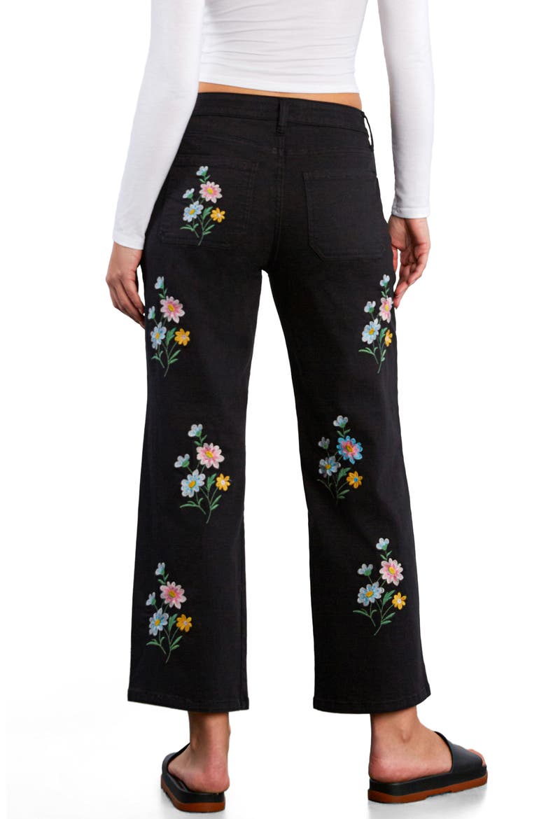 Floral Embroidered Straight Leg Jeans, Alternate, color, BLACK BEAUTY