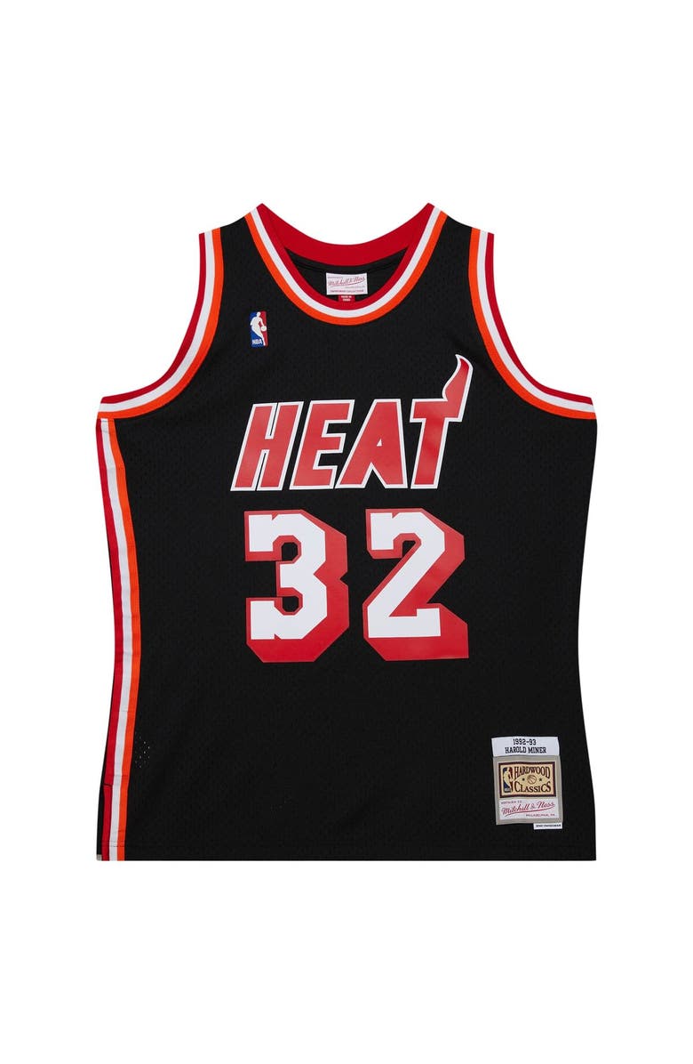 Mitchell & Ness Men's Mitchell & Ness Harold Miner Black Miami Heat 1992/93 Hardwood Classics Swingman Throwback Jersey, Alternate, color, Black