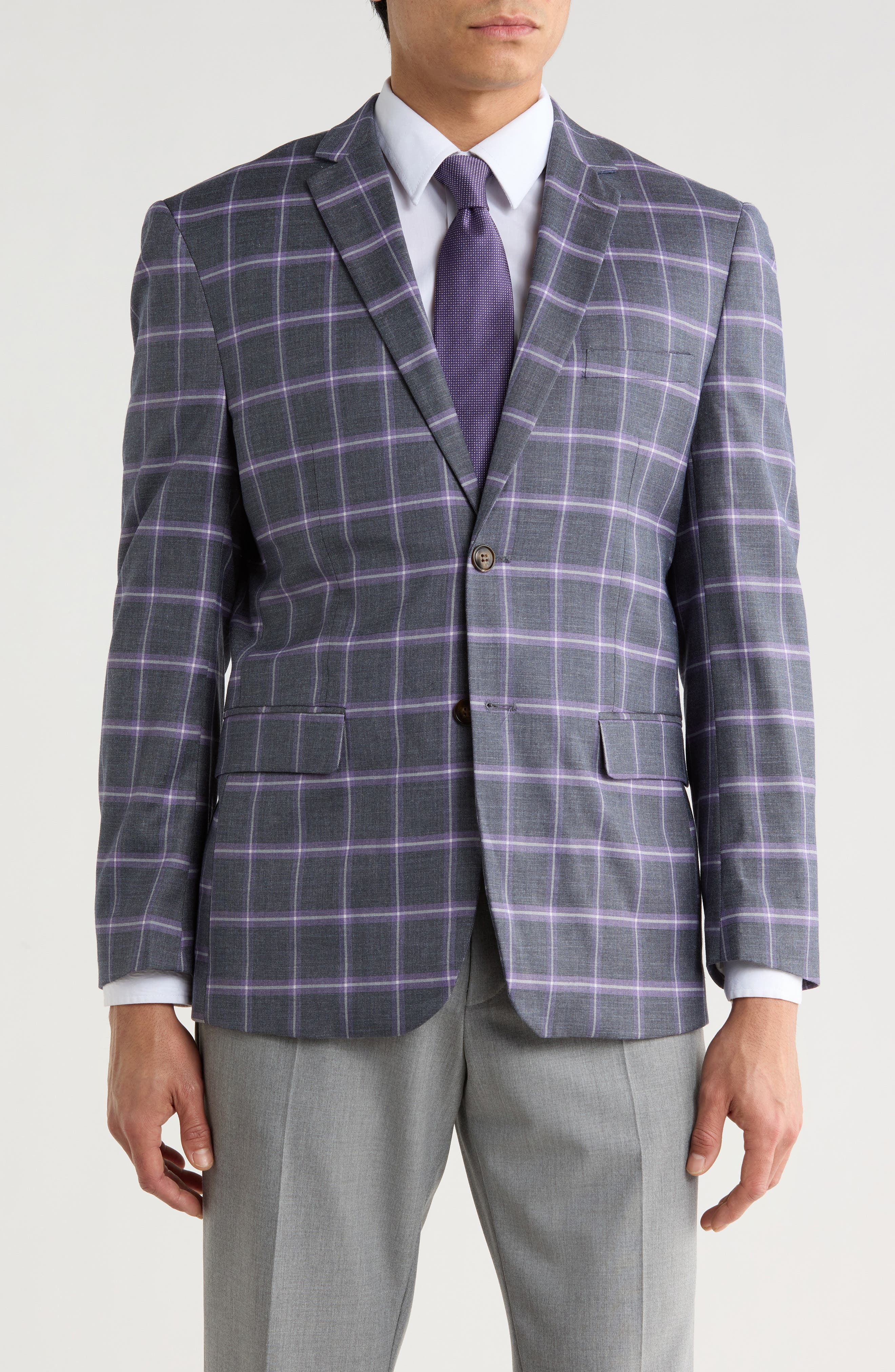 Gino Vitale Slim Fit Windowpane Blazer