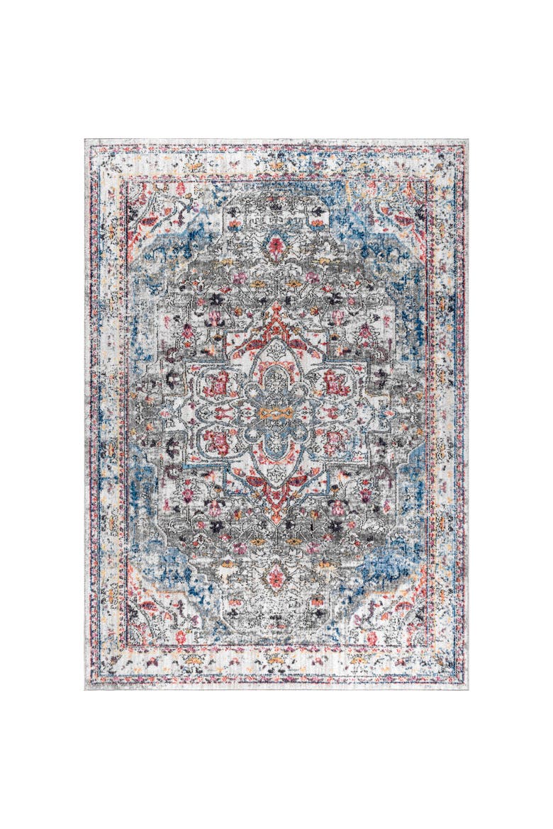 Maras Vintage Medallion Area Rug, Main, color, Gray/Red/Turquoise