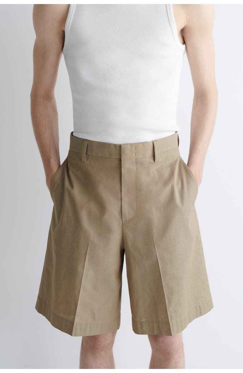 COS Tailored Textured-cotton Shorts, Alternate, color, Beige