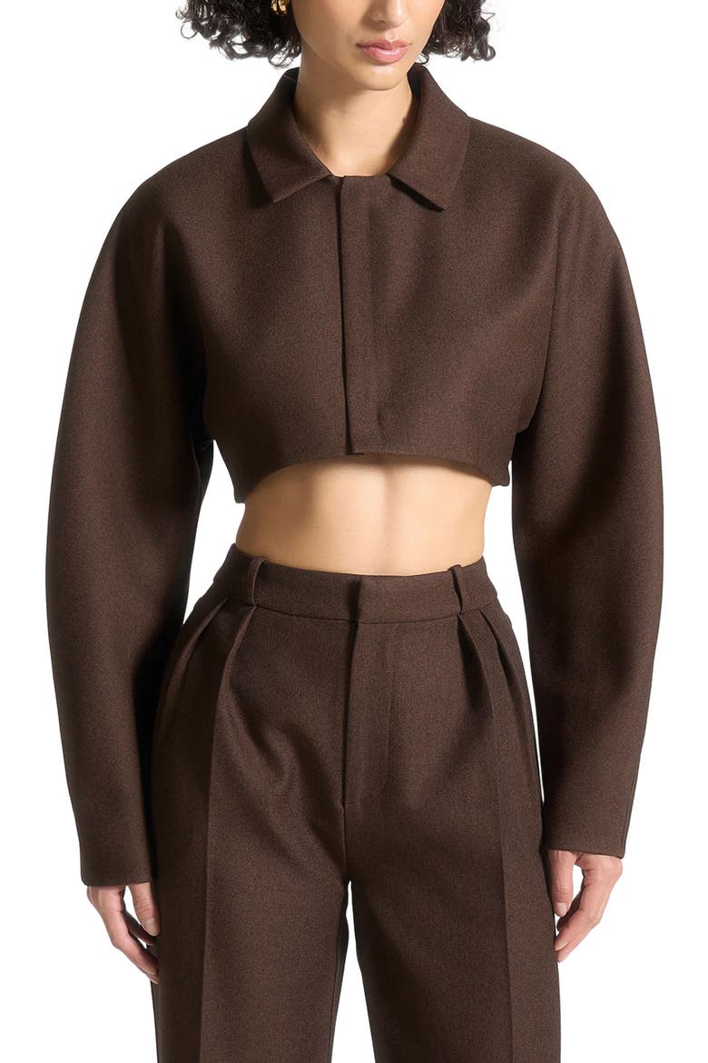 Elya Tailored Super Cropped Jacket, Main, color, Brown