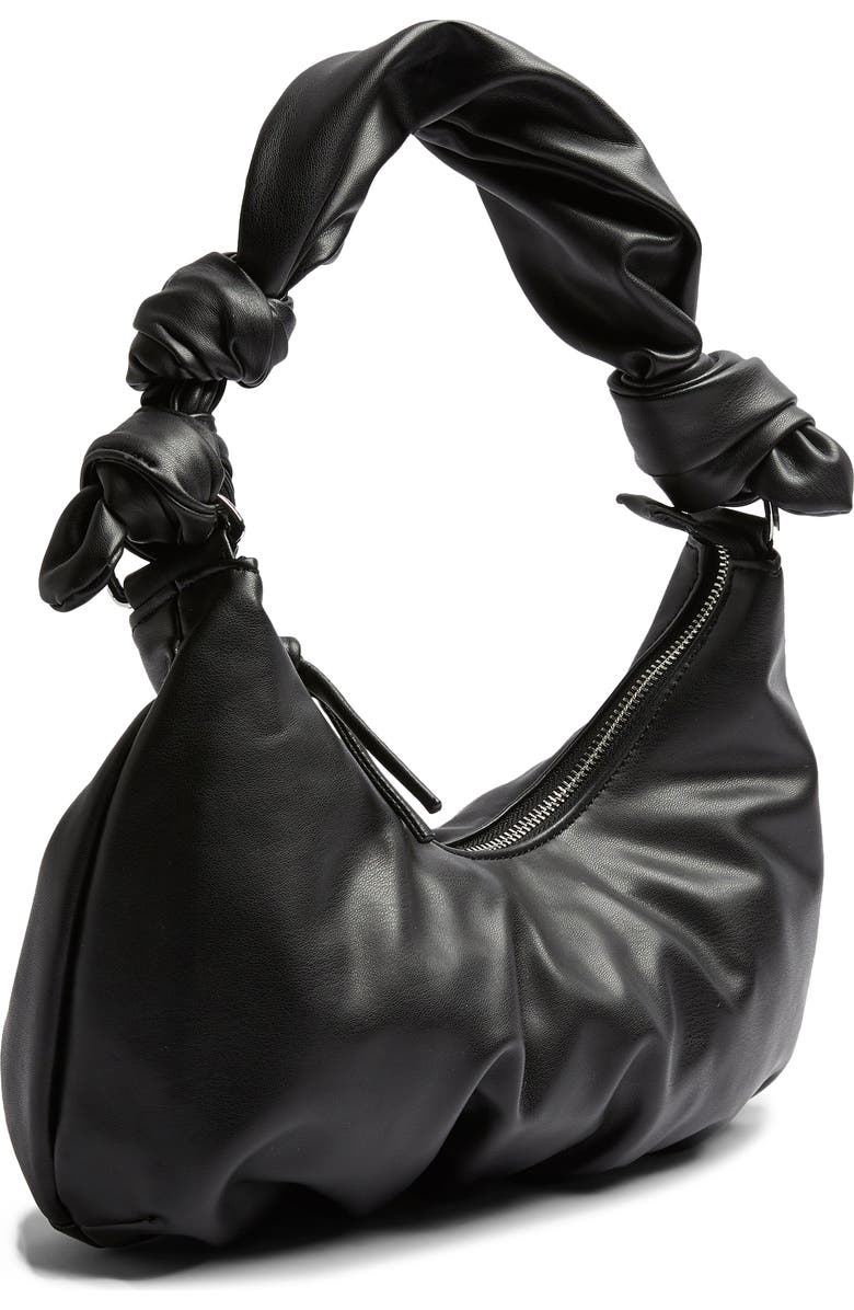 Topshop Knotted Half Moon Faux Leather Shoulder Bag, Alternate, color,