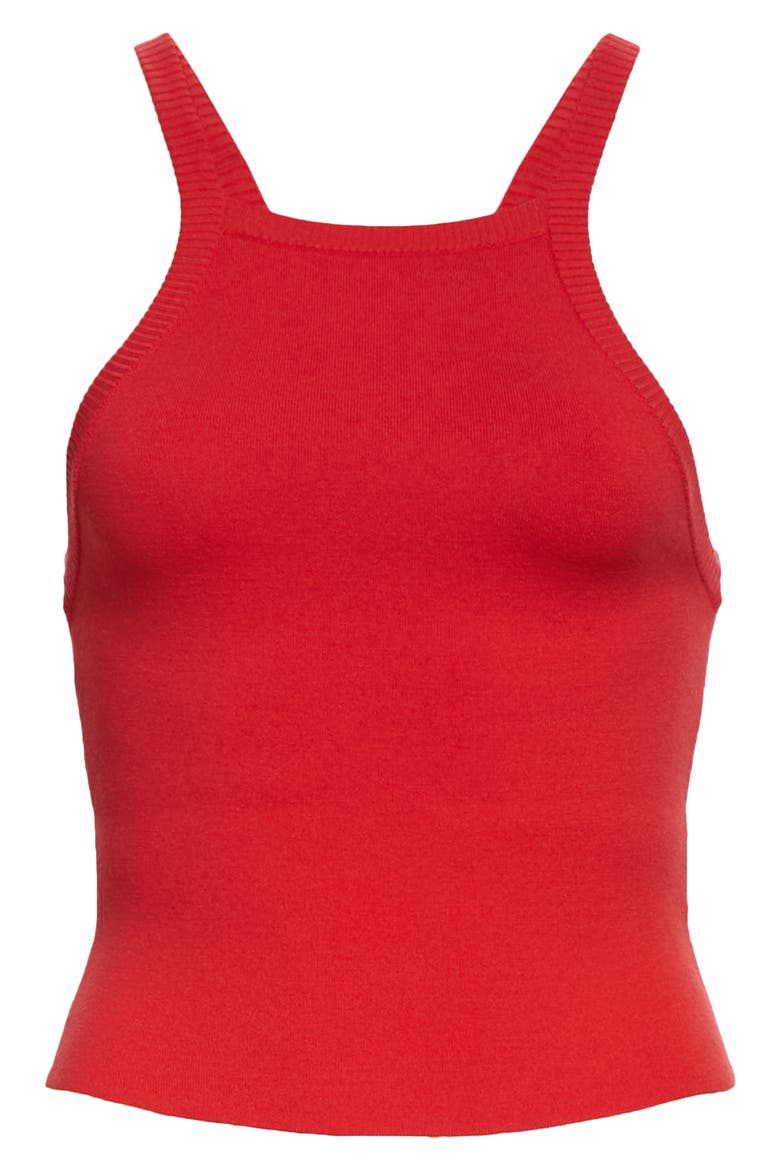 Cabot Halter Neck Knit Tank Top, Alternate, color, BRIGHT POPPY