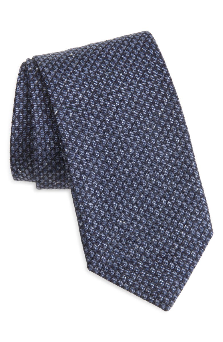 Canali Neat Silk Tie, Main, color, Blue