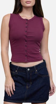 Blu Pepper Button Down Cotton Jersey Tank