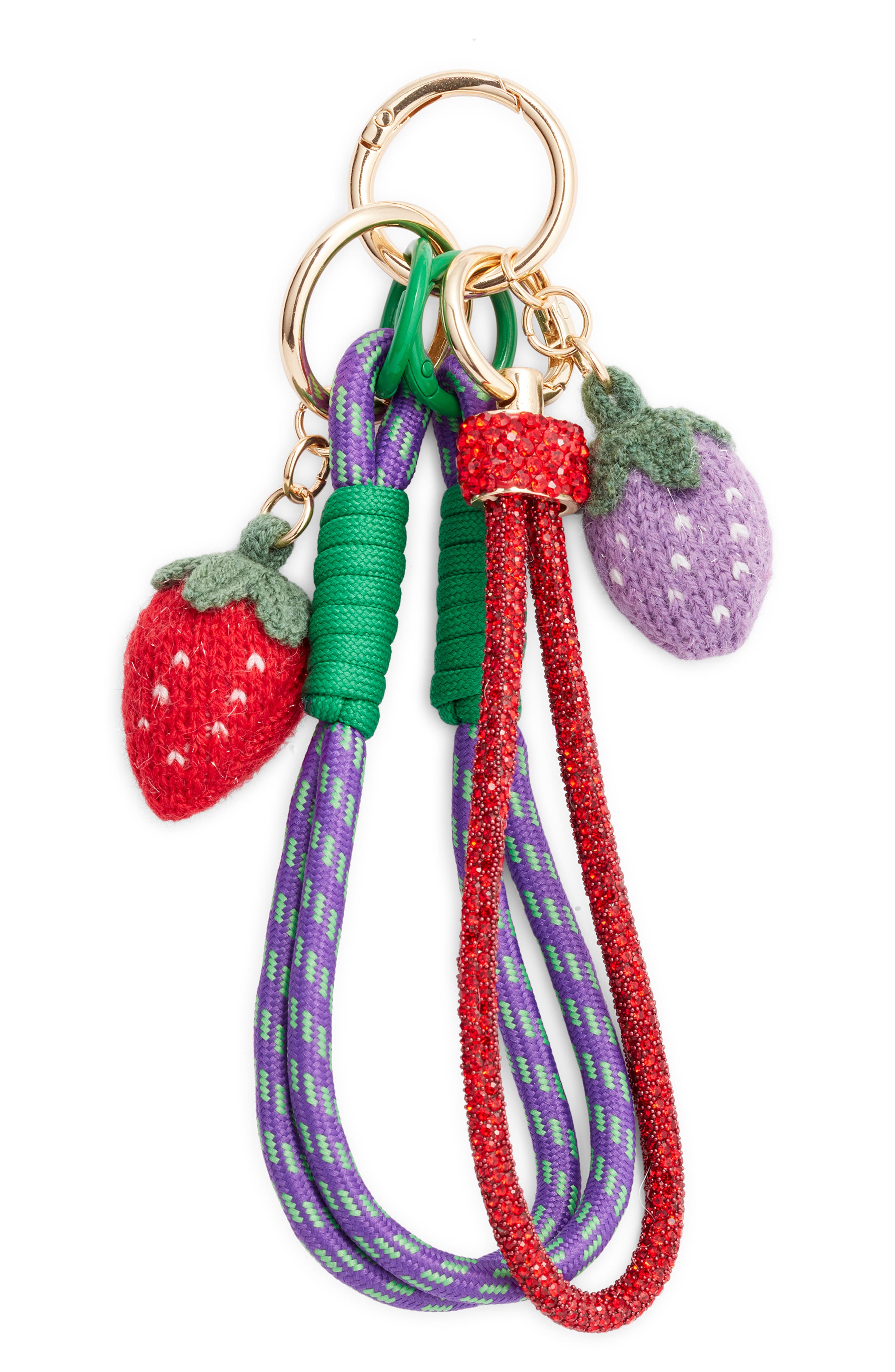 Chelsea28 Strawberry Bag Charm, Main, color, Purple Multi- Gold
