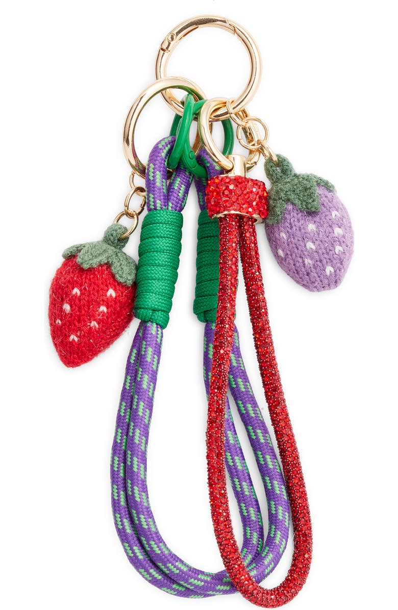 Chelsea28 Strawberry Bag Charm, Main, color, Purple Multi- Gold