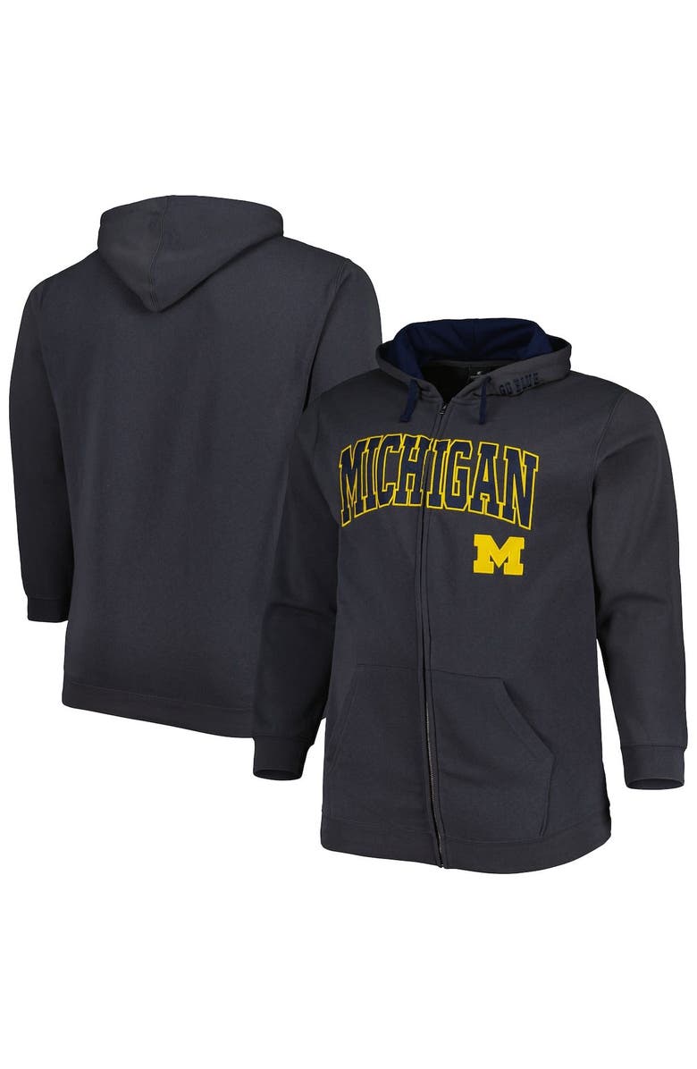 COLOSSEUM Men's Colosseum Charcoal Michigan Wolverines Big & Tall Team Full-Zip Hoodie, Main, color, Charcoal