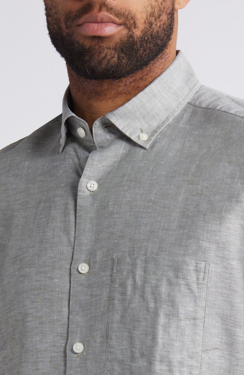 Scott Barber Solid Linen & Lyocell Twill Button-Down Shirt, Alternate, color, 