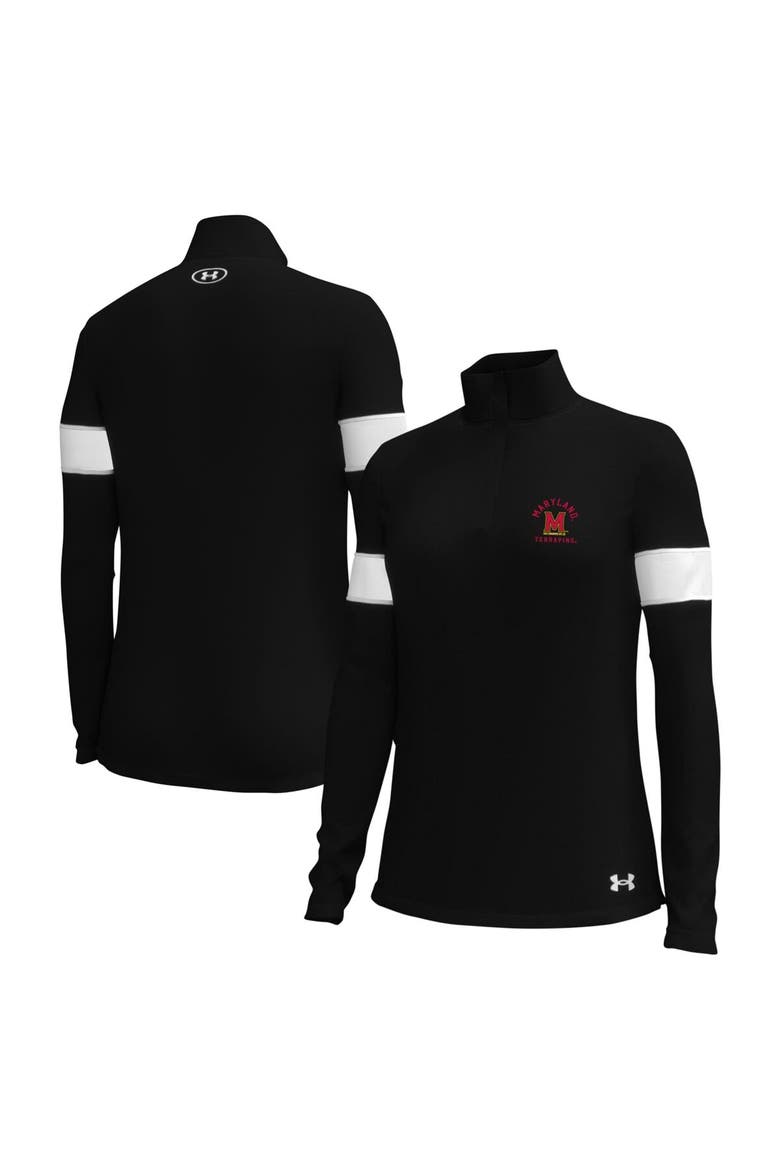 Women's Under Armour Black Maryland Terrapins Gameday Challenger Quarter-Zip Top, Main, color, Black