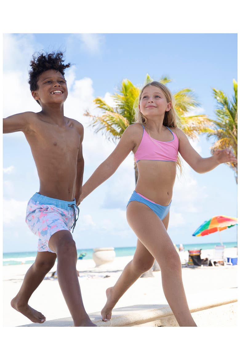 Retro Tropical Swim Trunks, Alternate, color, COOL BLUE