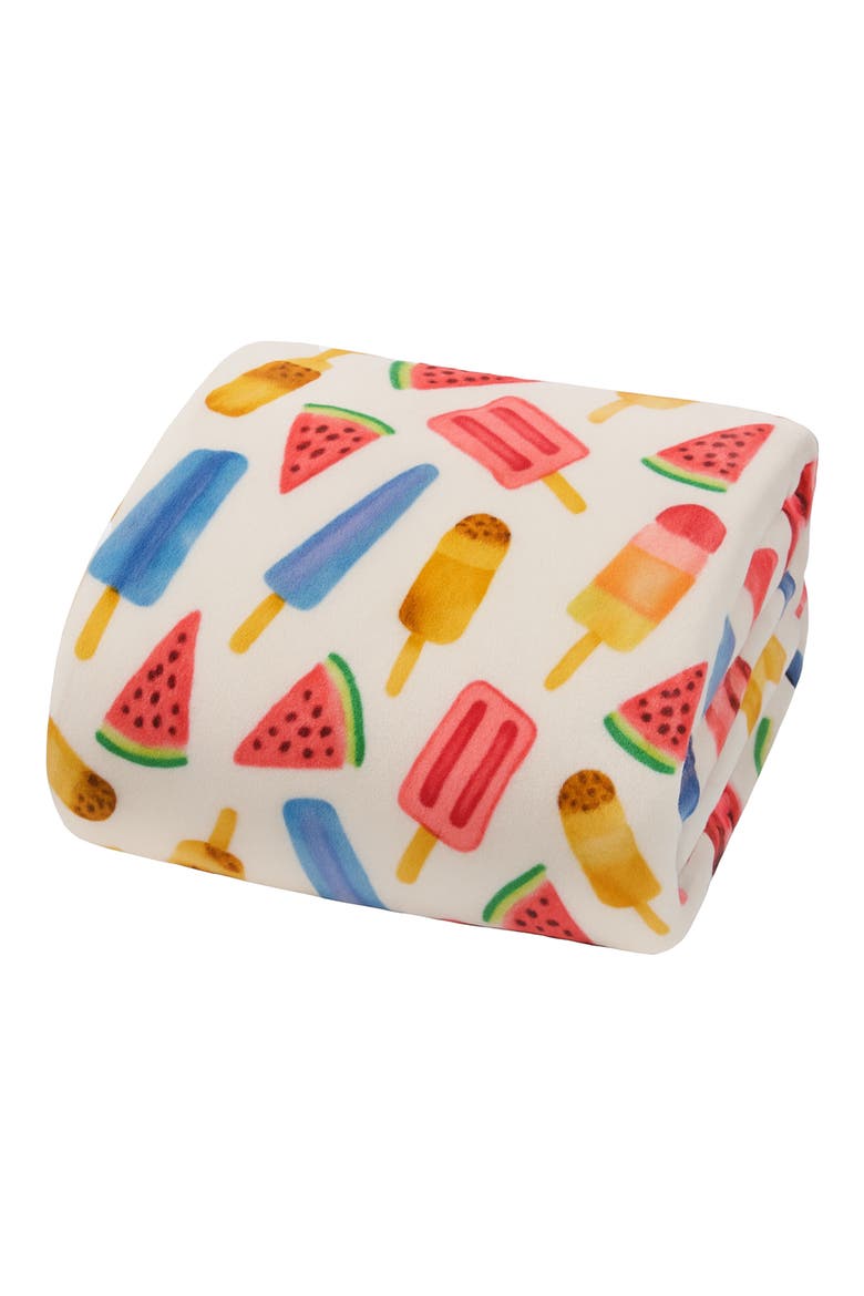 Ice Cream Popsicle Plush Fleece Throw Blanket, Main, color, WHITE MULTI