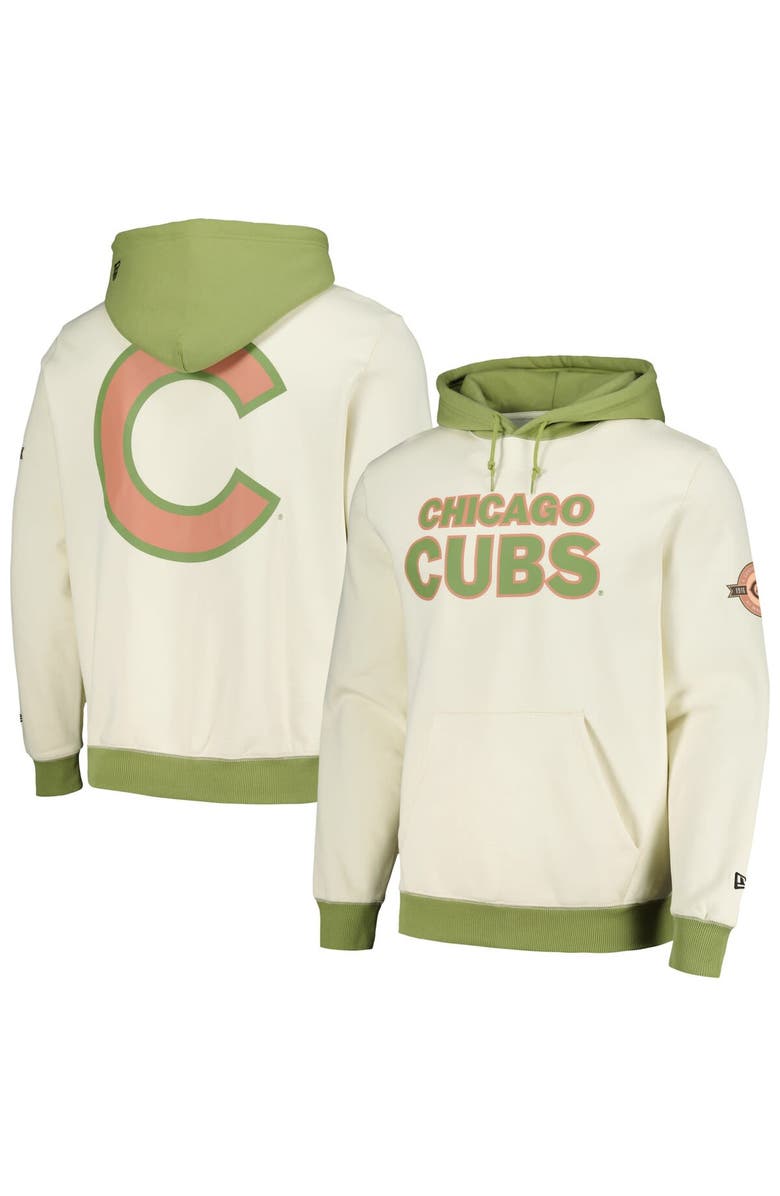 New Era Men's New Era Cream/Green Chicago Cubs Color Pop Pullover Hoodie, Main, color, Cream
