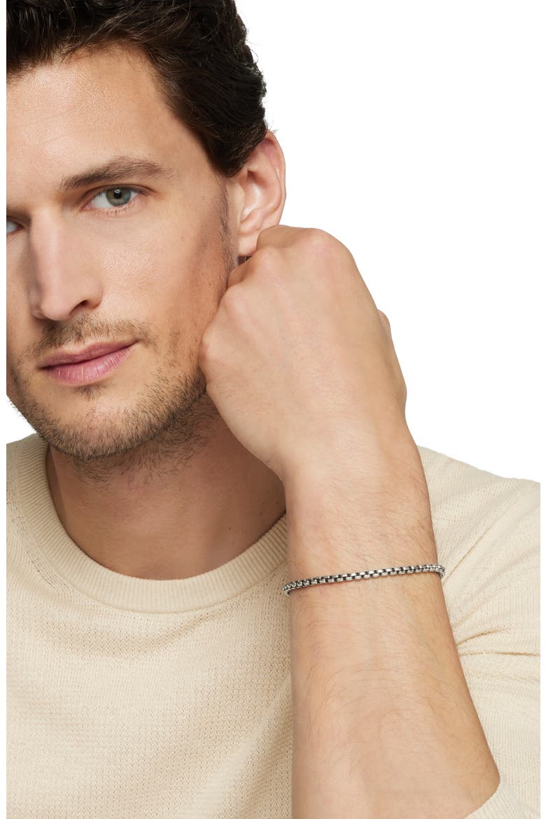 Men's Box Chain Bracelet in Sterling Silver, 4mm, Alternate, color, SILVER