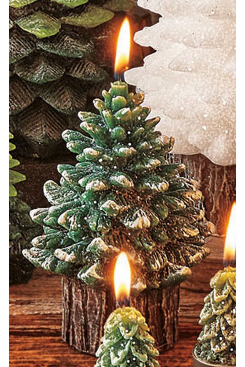 Spruce Tree Shaped Candle, Alternate, color, Green