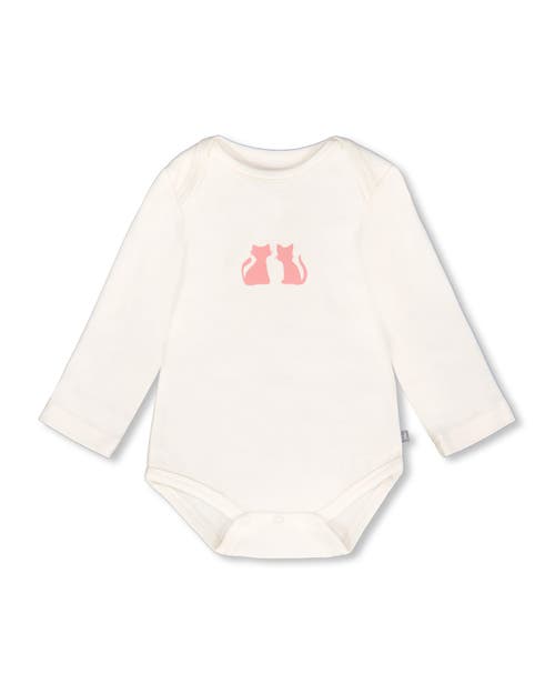 Deux Par Deux Organic Cotton Long Sleeve Romper Cat In White