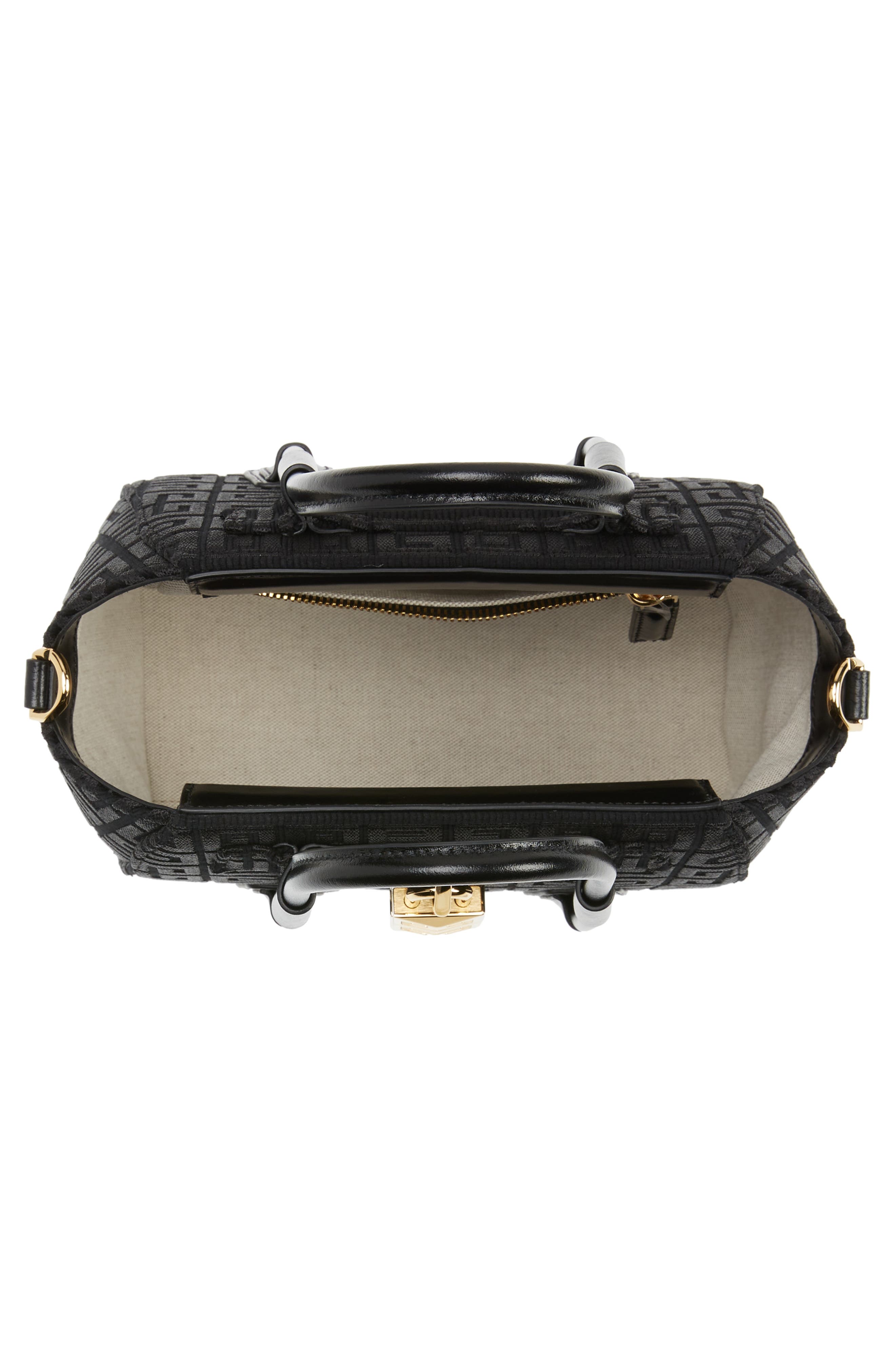 Givenchy Mini Antigona Lock Embroidered Canvas Satchel, Alternate, color, 