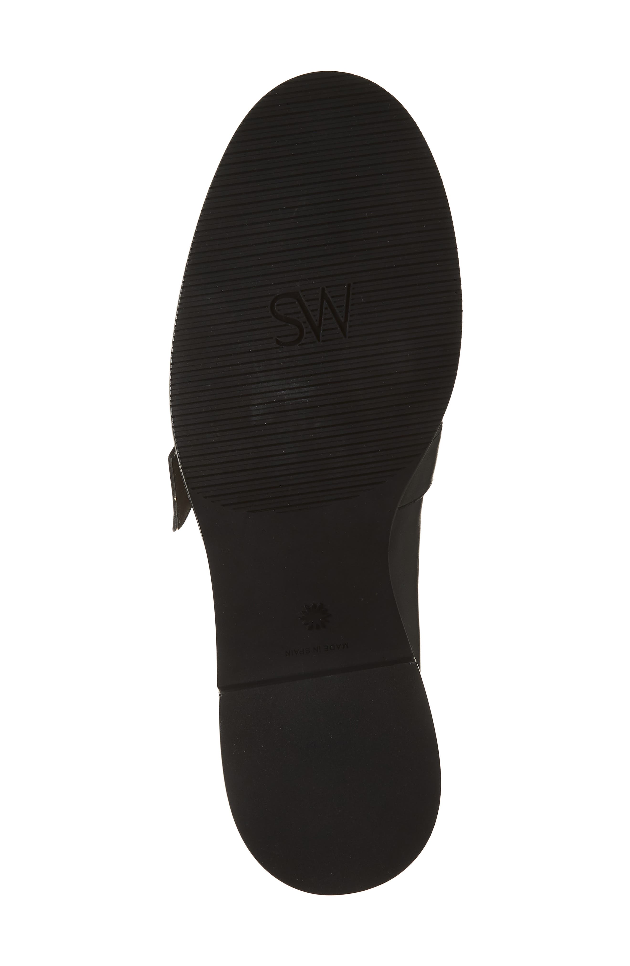 Stuart Weitzman Piper Faux Pearl Buckle Loafer, Alternate, color, Black