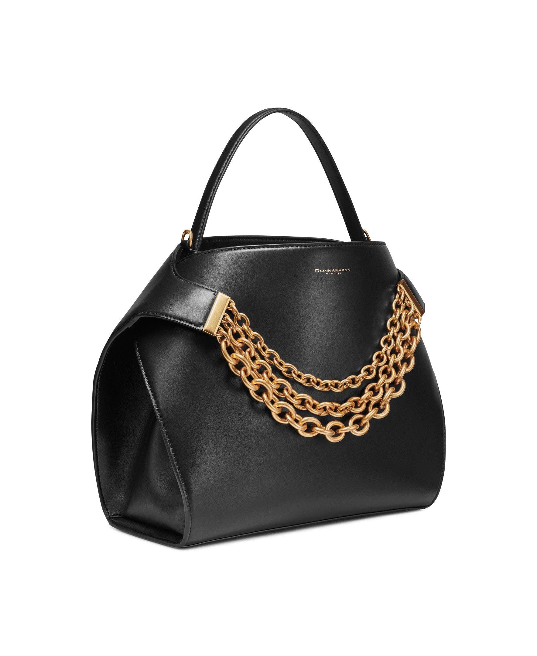 Donna Karan New York Plandome Satchel, Alternate, color, Black/Gold