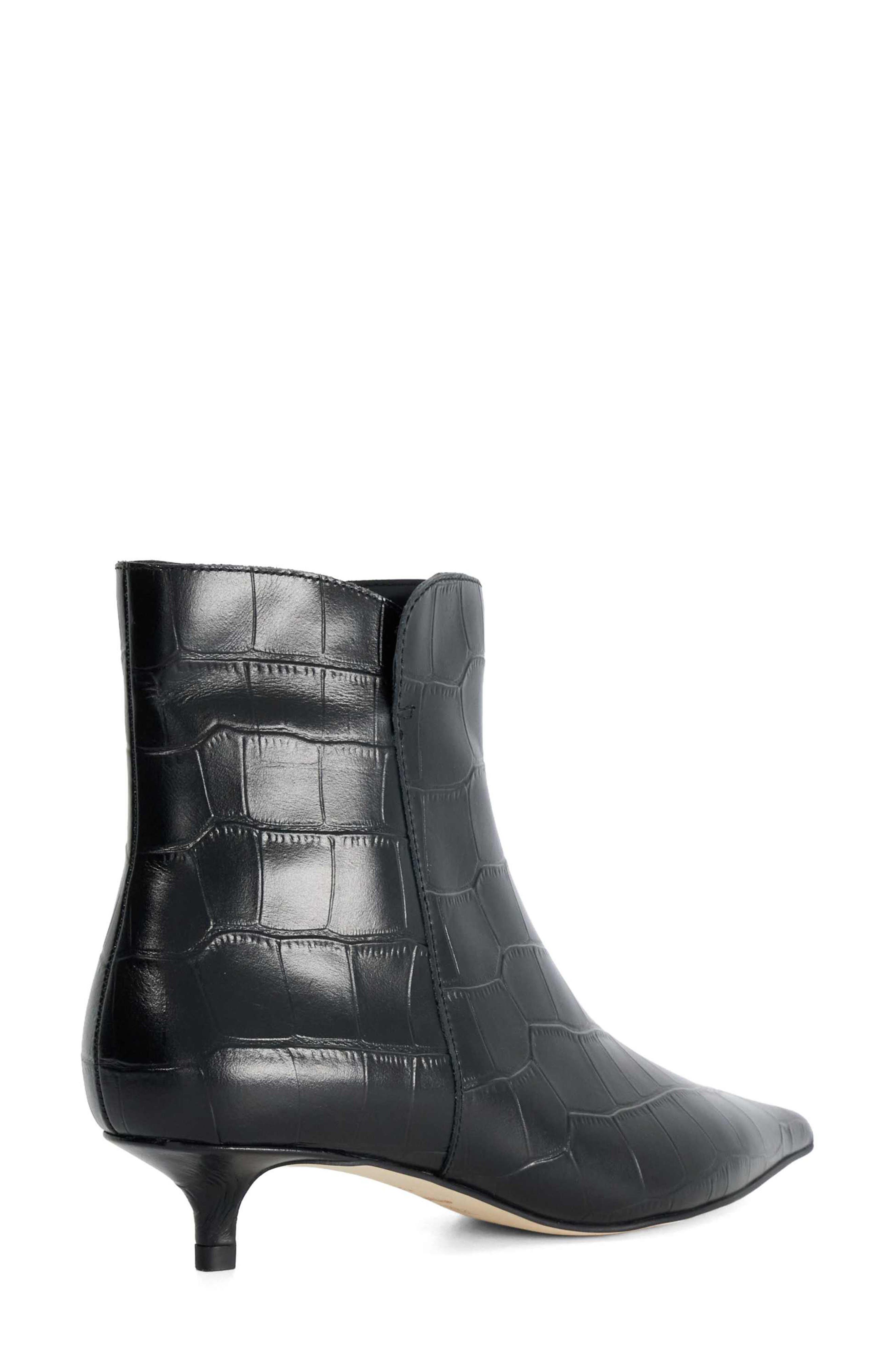 Ohlove Croc Embossed Leather Bootie, Alternate, color, BLACK