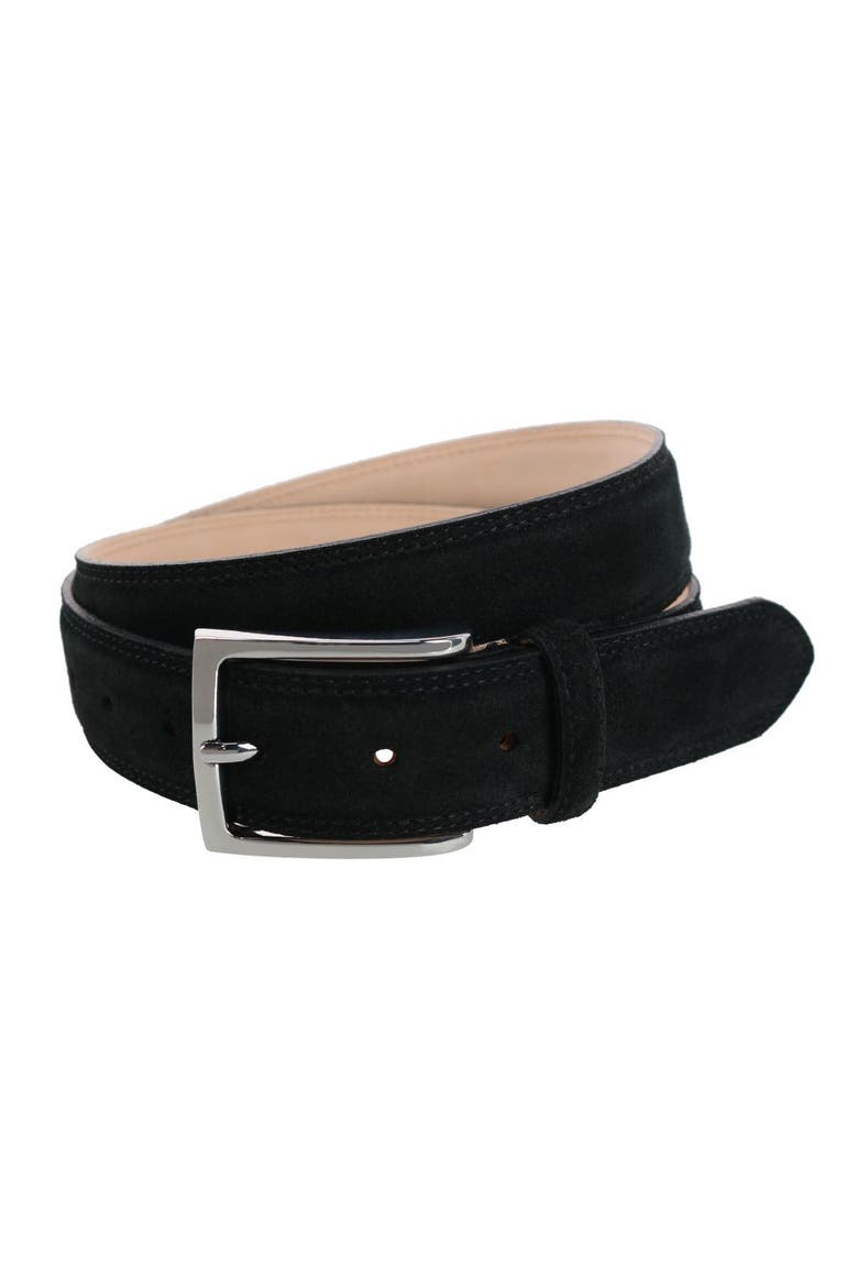 Armando Italian Suede 35mm Feathered Edge Belt, Main, color, Black