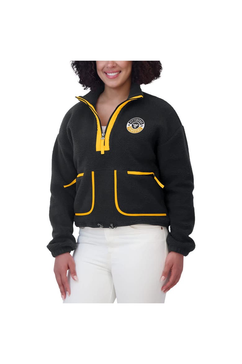 Women's WEAR by Erin Andrews  Black Pittsburgh Penguins Polar Fleece Half-Zip Jacket, Alternate, color, Black