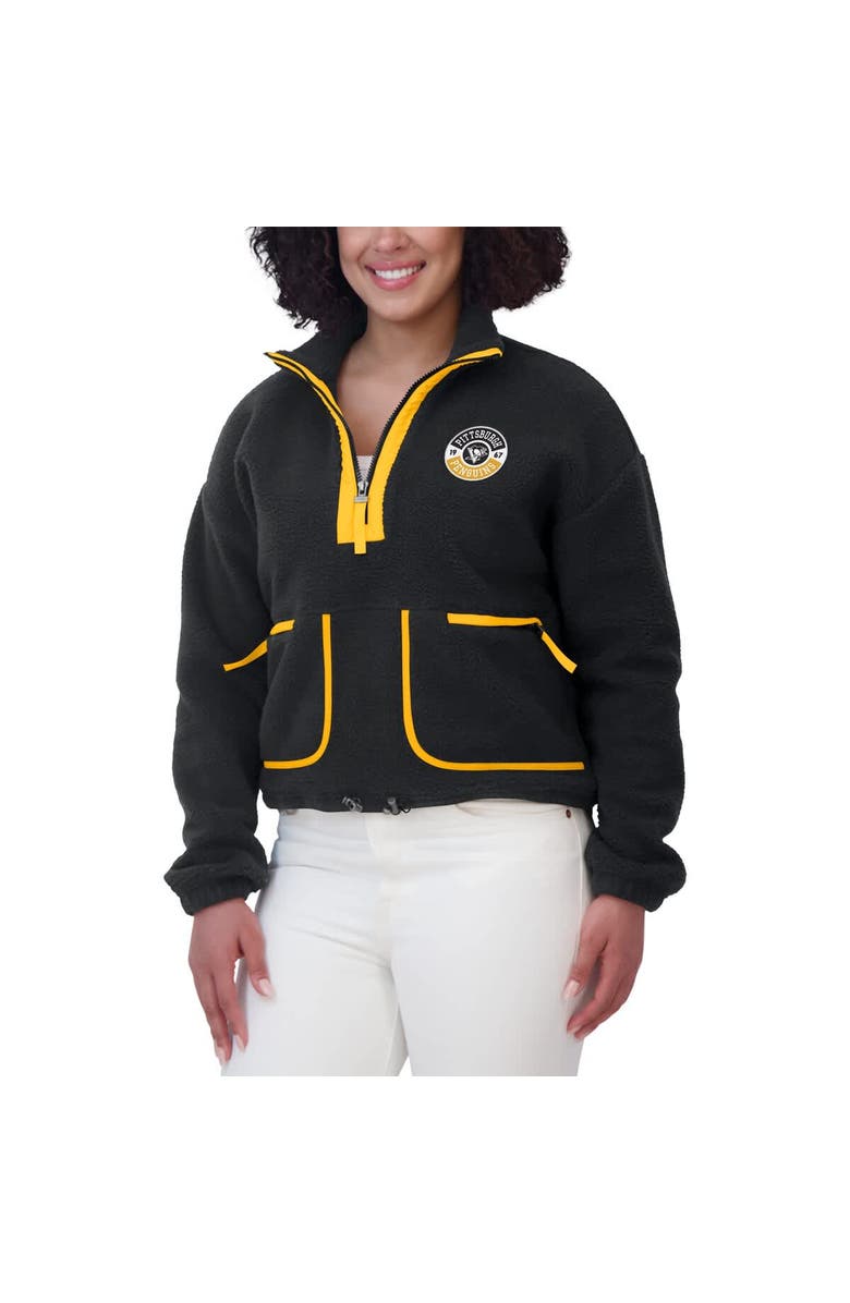 WEAR by Erin Andrews Women's WEAR by Erin Andrews Black Pittsburgh Penguins Polar Fleece Half-Zip Jacket, Alternate, color, Black