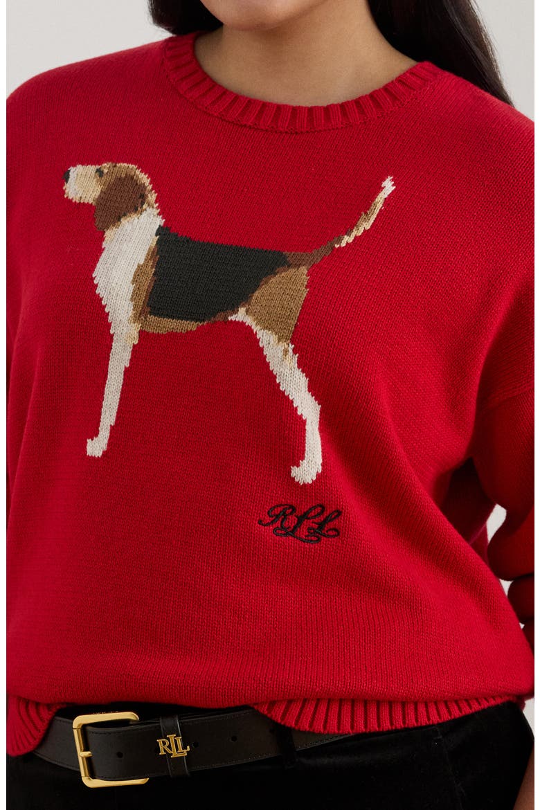 Foxhound Cotton Intarsia Sweater, Alternate, color, RALPH RED MULTI