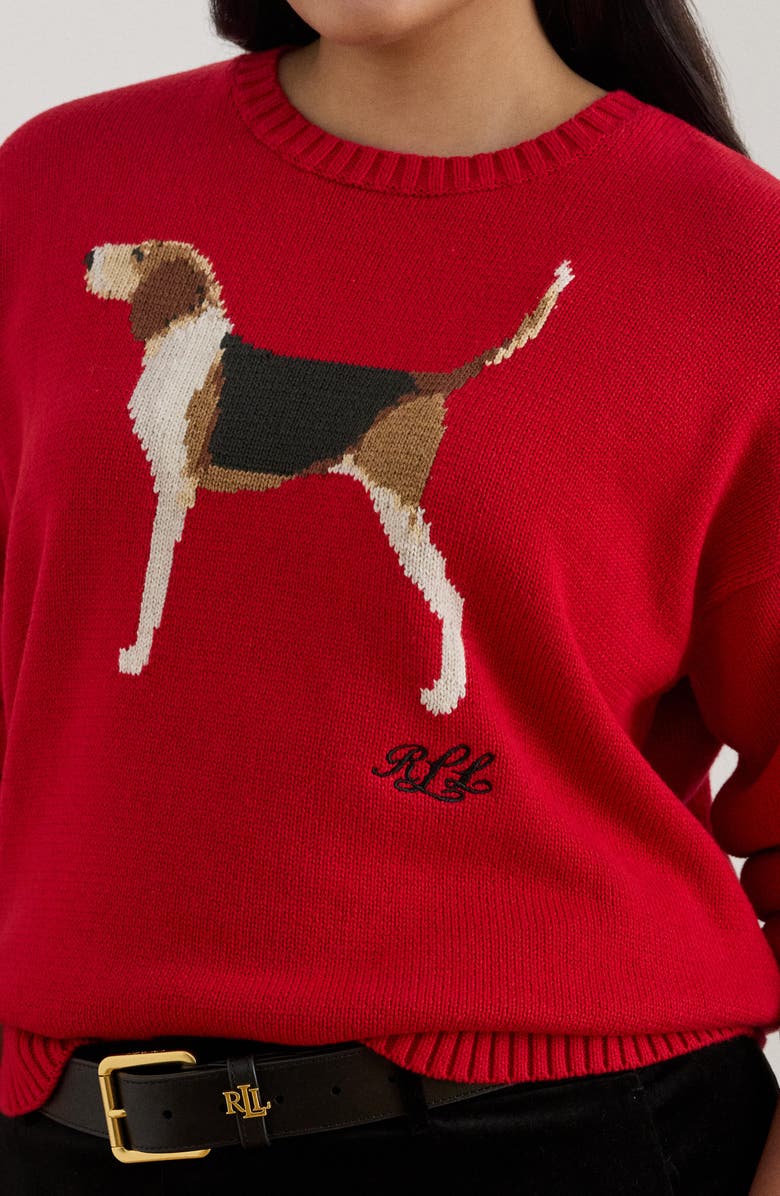 Lauren Ralph Lauren Foxhound Cotton Intarsia Sweater, Alternate, color, Ralph Red Multi