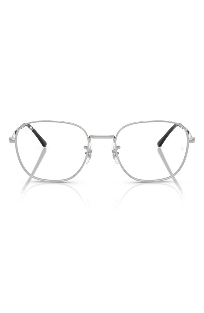 Ray-Ban 53mm Square Optical Glasses, Main, color, Silver