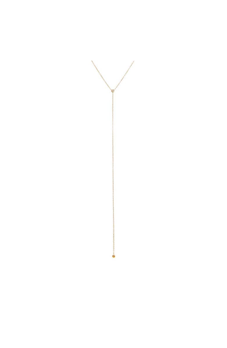 BY ADINA EDEN Diamond Double Solitaire Bezel Lariat Necklace 14K, Main, color, 14K Gold