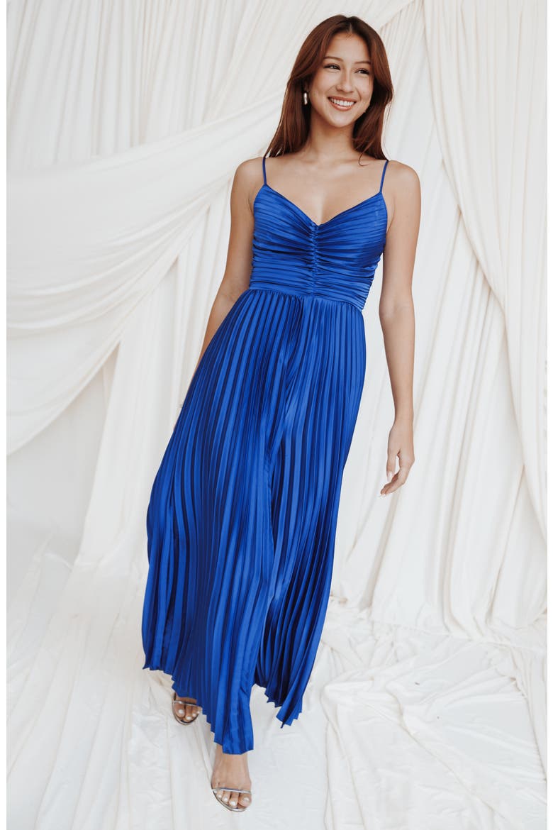 Angelique Pleated Wide Leg Jumpsuit, Alternate, color, ROYAL BLUE