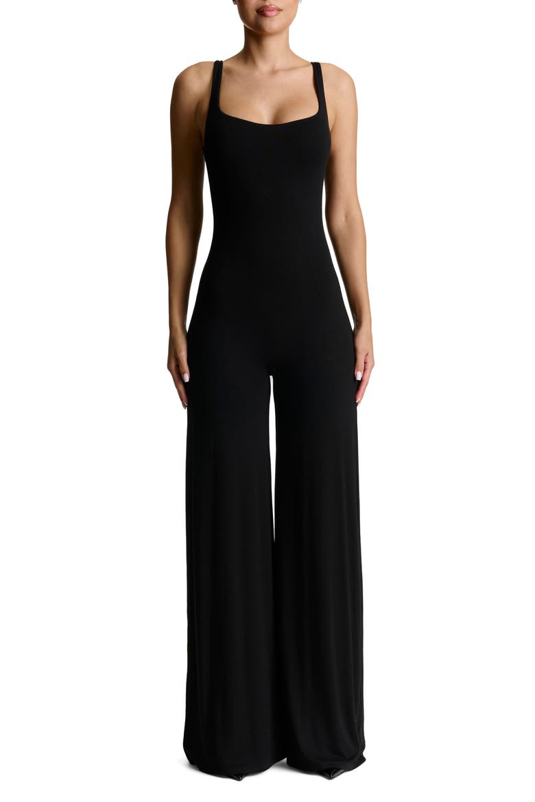 Sculpt Wide Leg Tank Jumpsuit, Main, color, BLACK