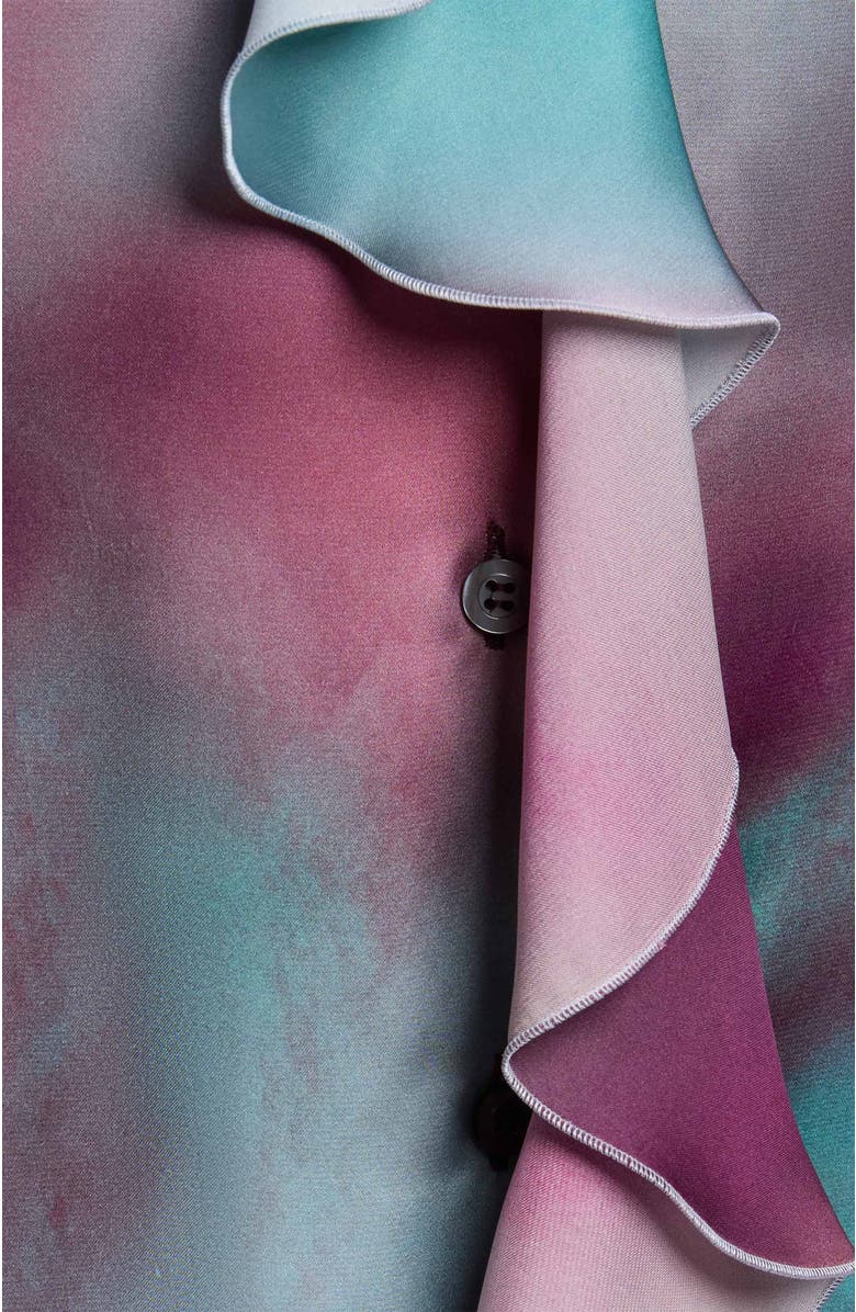 Santorelli SYDNEY Long Sleeve Ruffle Neck Blouse, Alternate, color, Cherry Cola