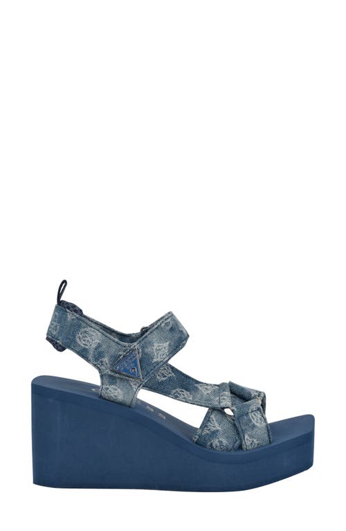 Guess Daysa Slingback Platform Wedge Sandal In Blue