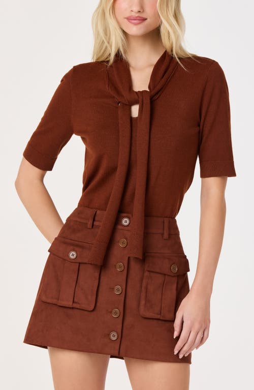 Astr The Label Agatha Tie Neck Sweater In Brown