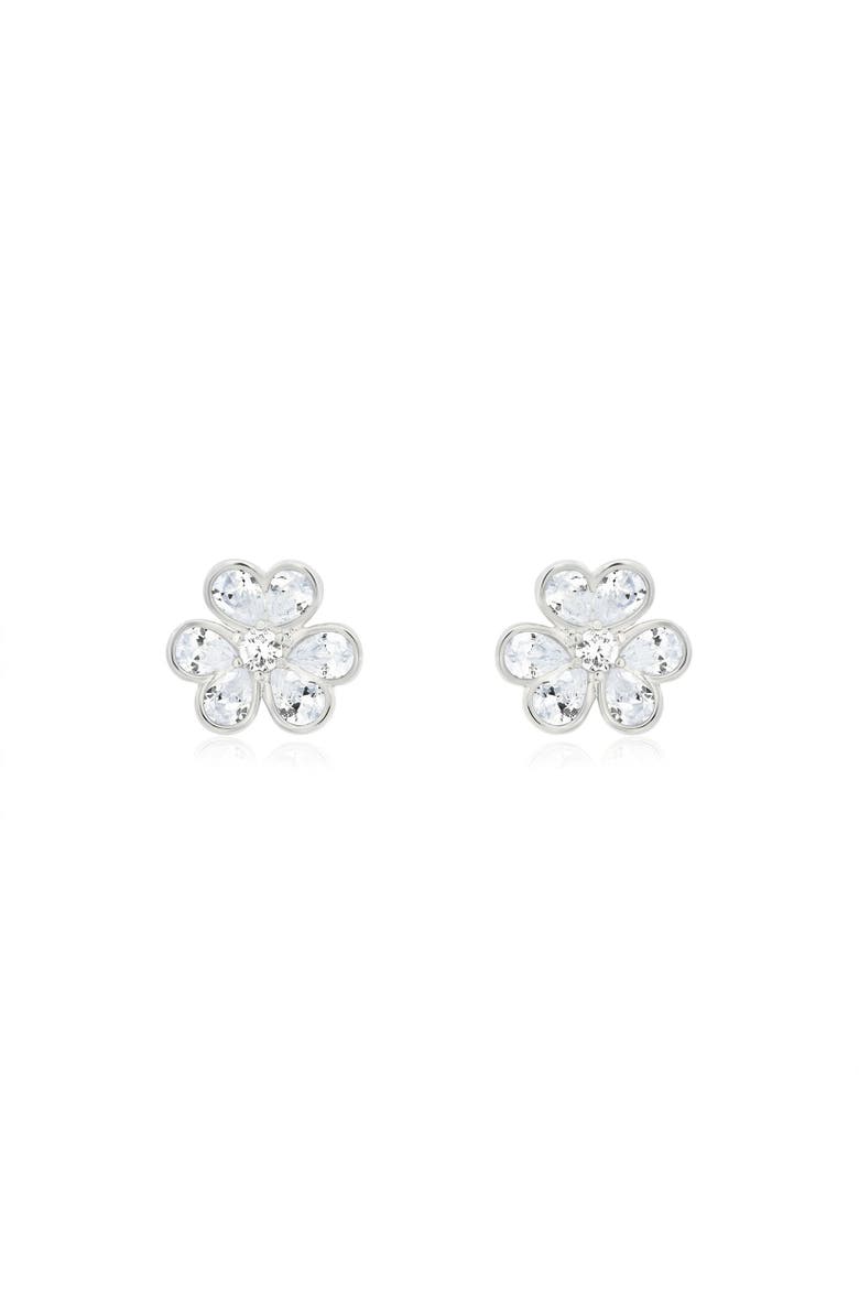 CZ Flower Stud Earrings, Alternate, color, Sterling Silver