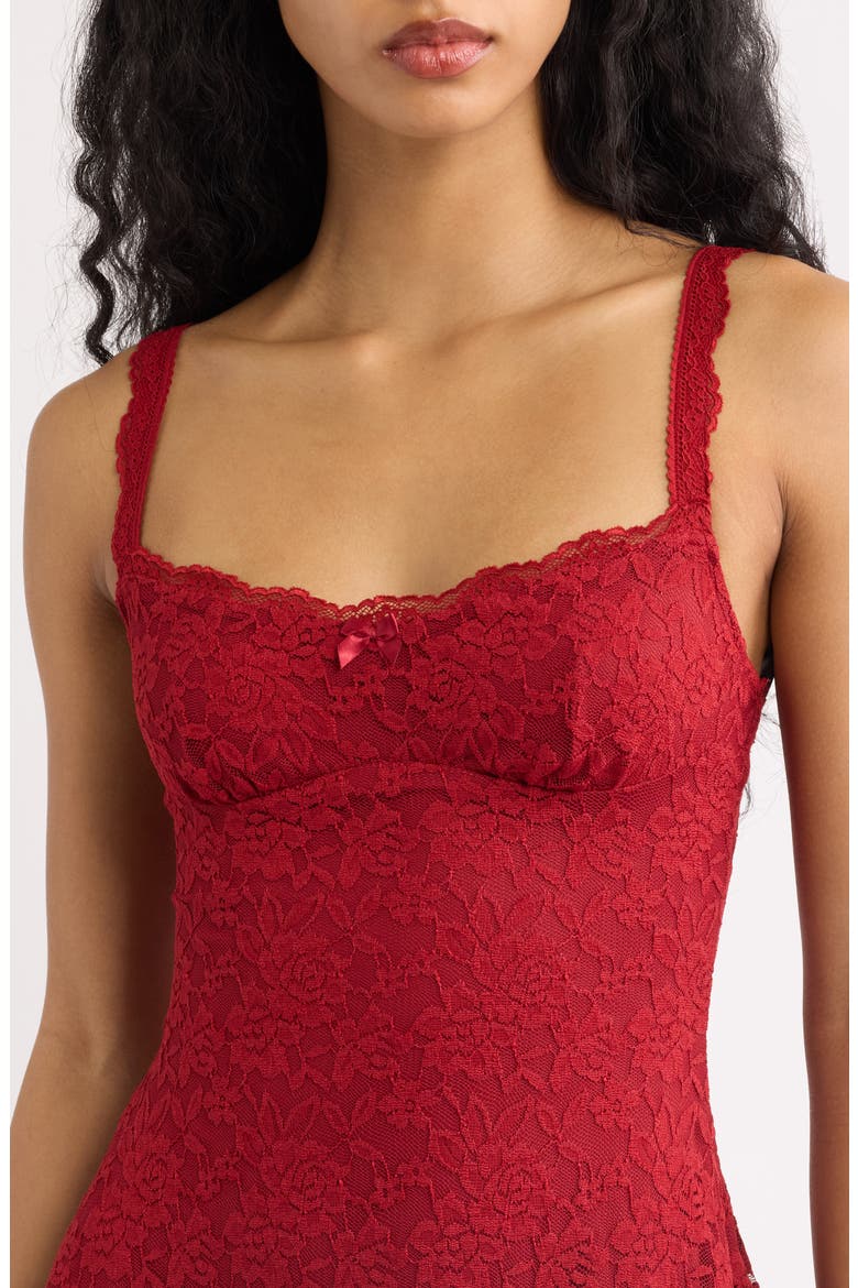 Tillie Lace Ruffle Hem Cocktail Minidress, Alternate, color, BURGUNDY