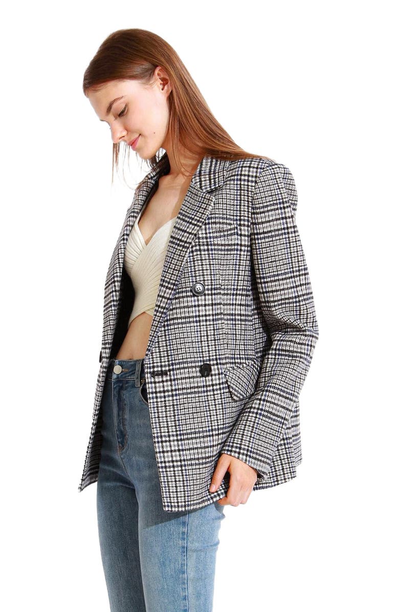 Belle & Bloom Piccadilly Wool Blend Plaid Blazer, Alternate, color, Grey