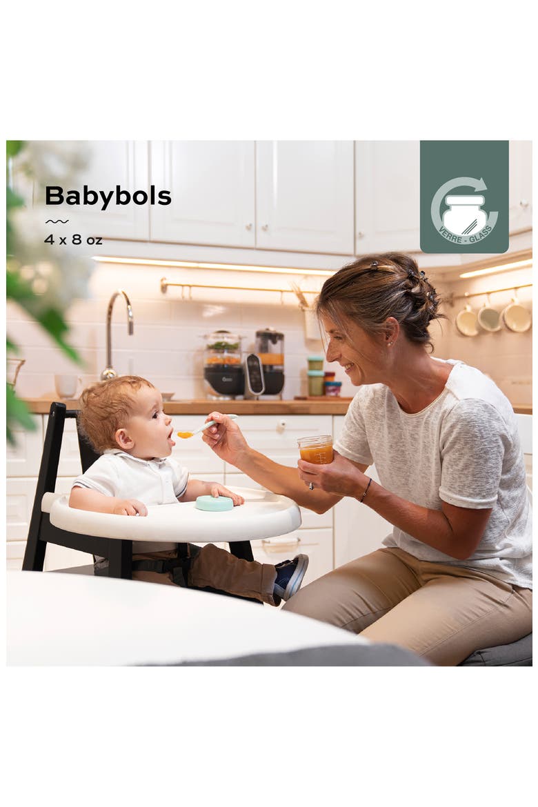 Babybols 4 8-Ounce Glass Jar Baby Food Storage Container Set, Alternate, color, MULTI