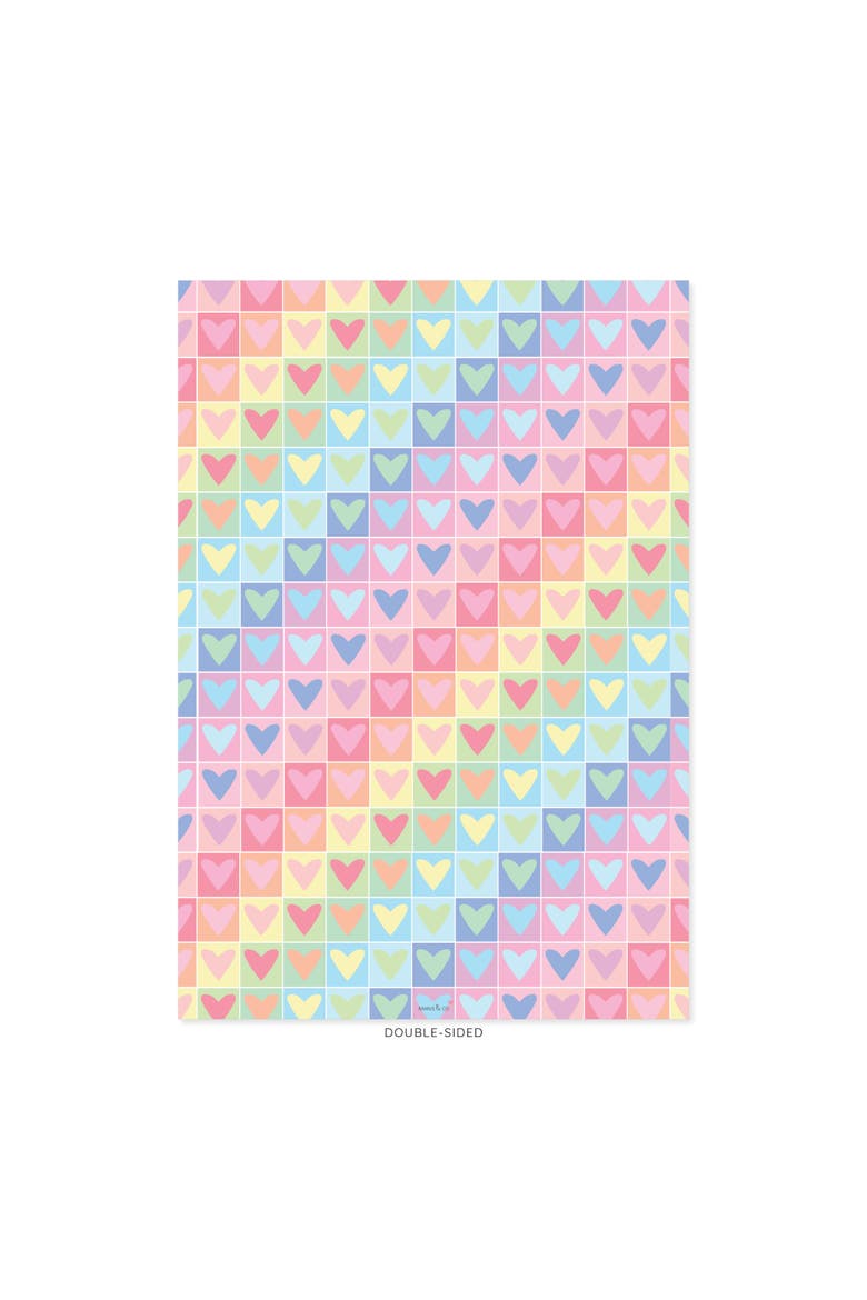 Eight Sheets Two-Sided "Rainbow Hearts" Heavyweight Gift Wrap, Alternate, color, Multicolored