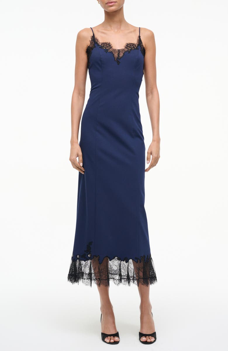 STAUD Nadia Lace Minidress, Main, color, Navy