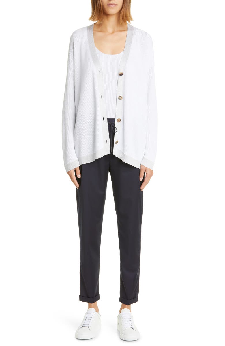 Fabiana Filippi Metallic Cotton Blend Cardigan, Alternate, color,